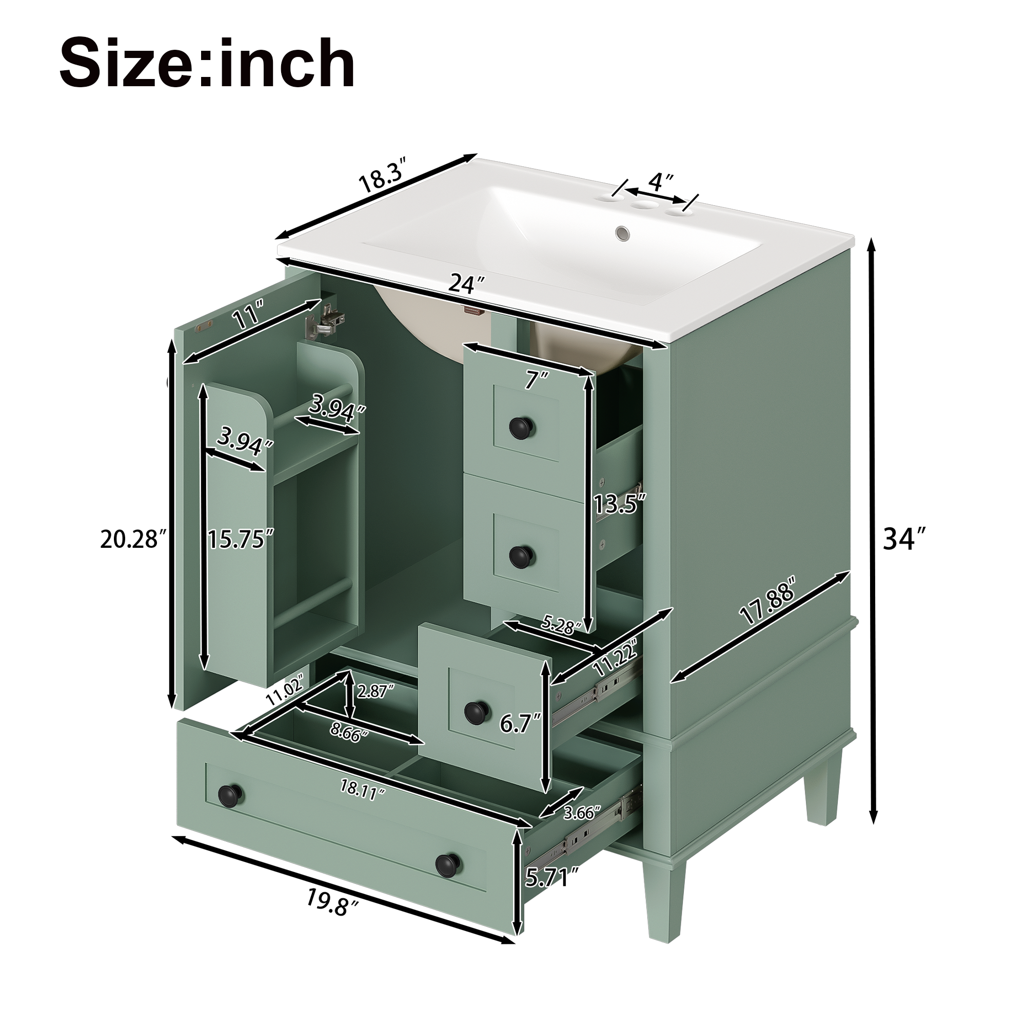 24-Inch Light Bathroom Vanity Cabinet