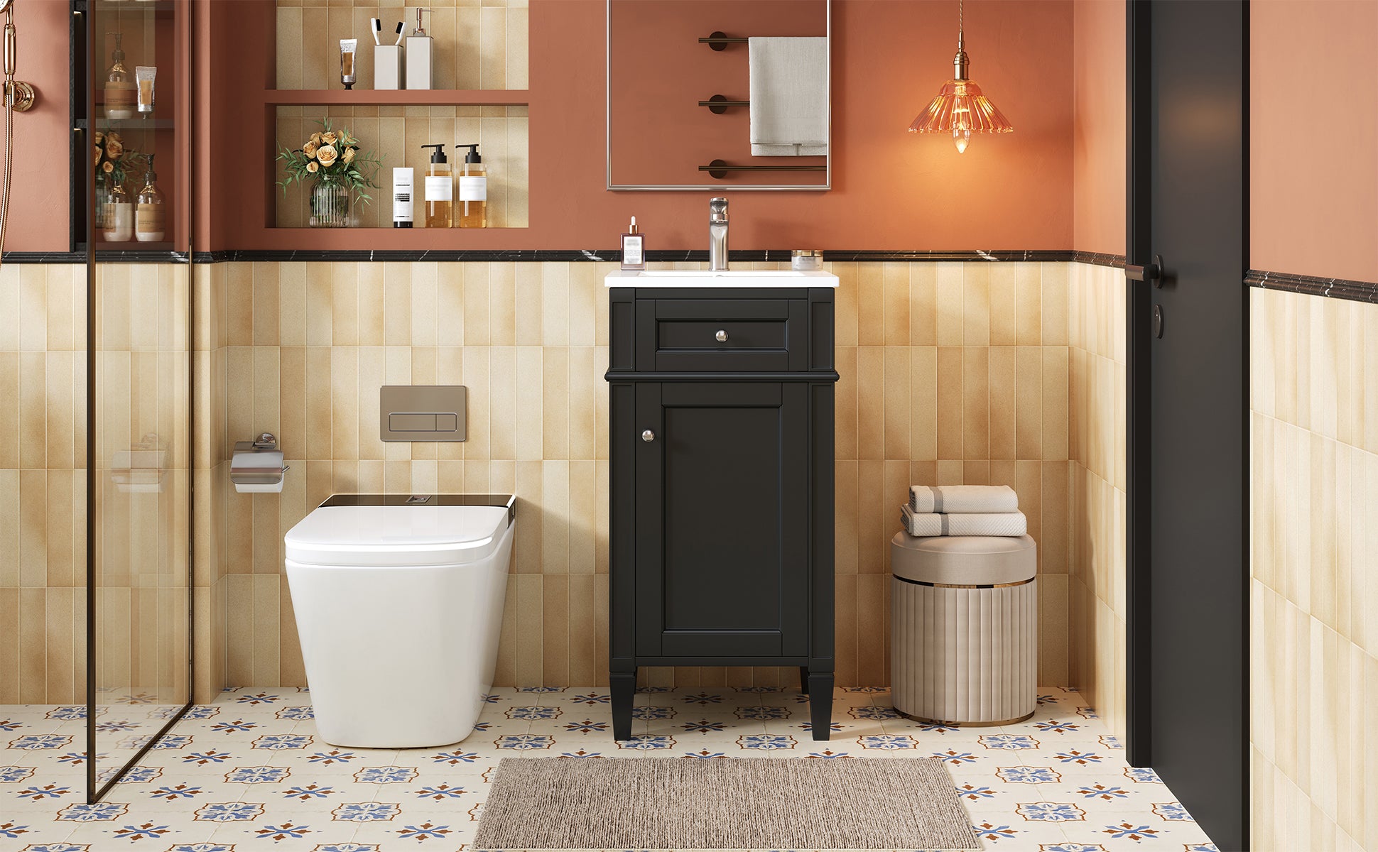 16-Inch Bathroom Vanity with Ceramic Sink