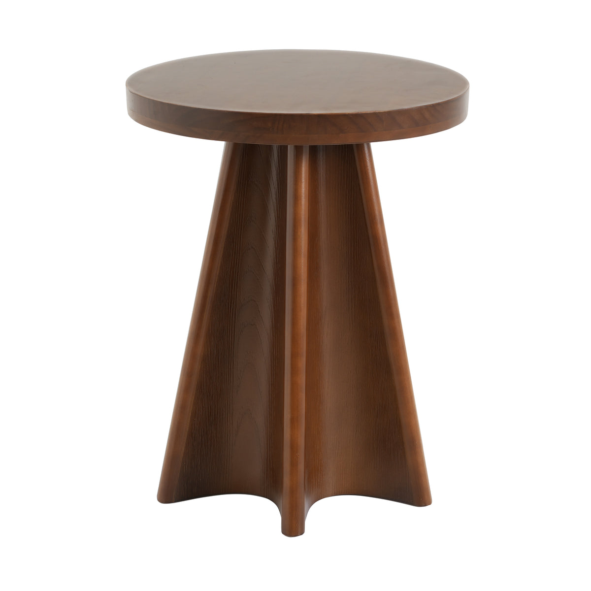 Flower Shaped Solid Pine Round Side Table, Decor Accent End Table for Living Room Bedroom