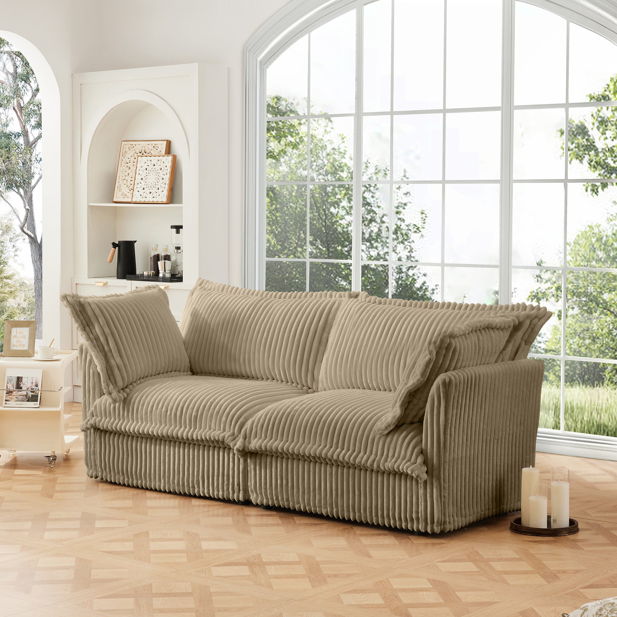 Modern Slipcovered 2-Seat Sofa Couches for Living Room