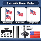20FT Heavy Duty Flagpole Kit with LED Solar Light