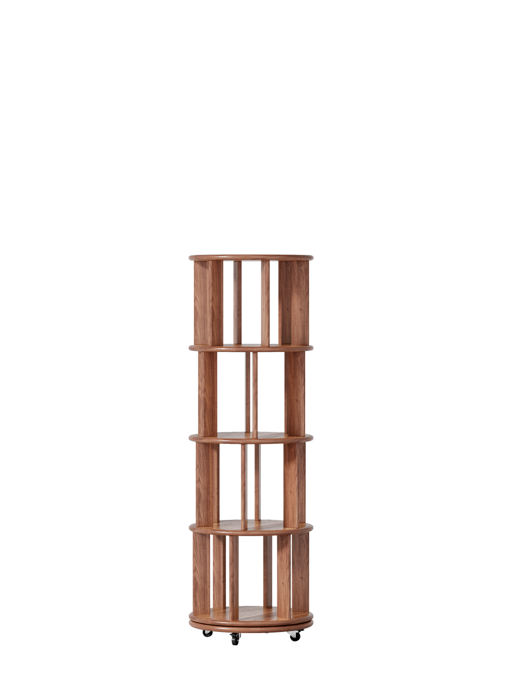 Solid Wood Rotating Bookshelf on Wheels - 4 Tier