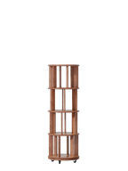 Solid Wood Rotating Bookshelf on Wheels - 4 Tier
