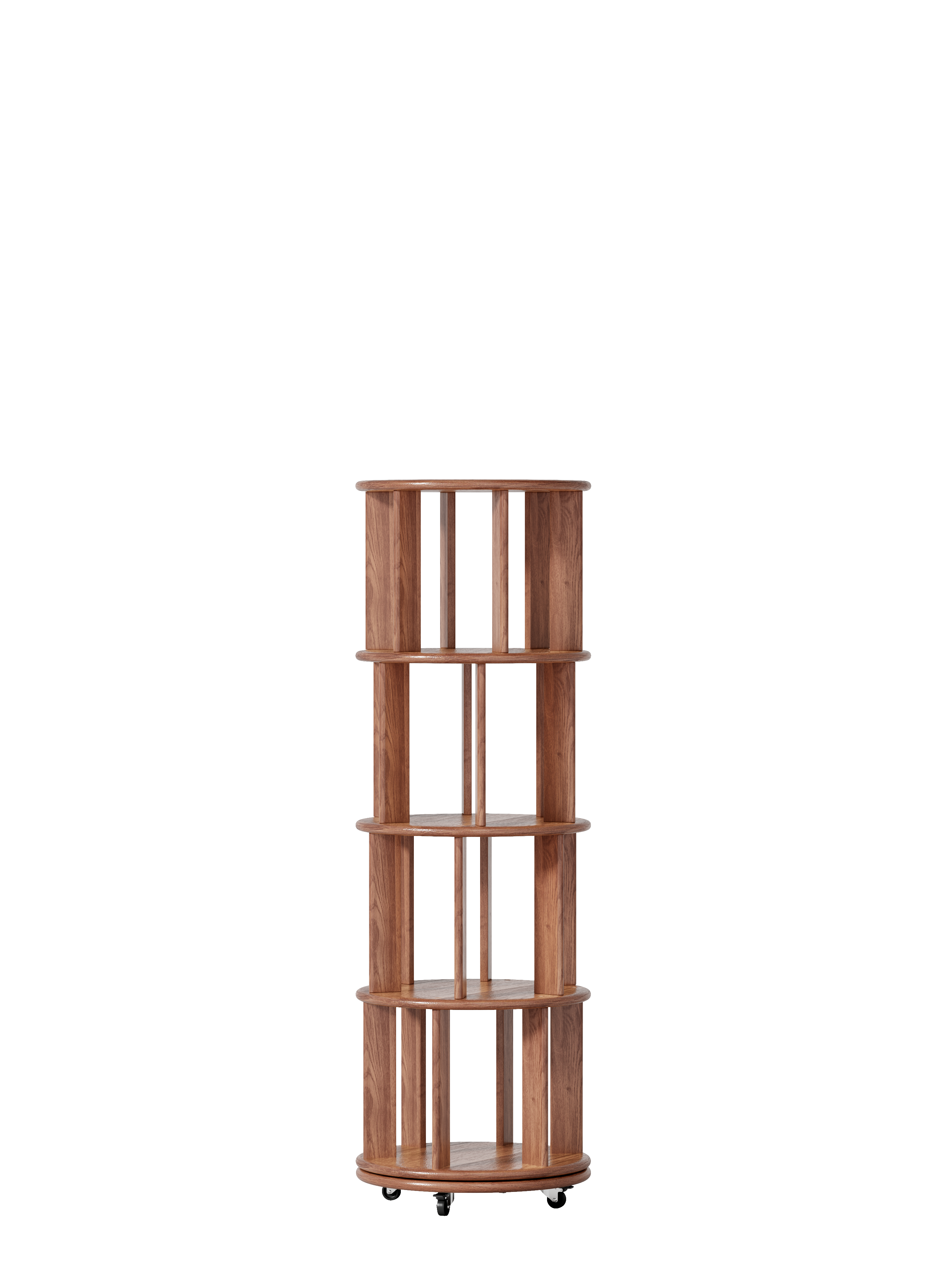 Solid Wood Rotating Bookshelf on Wheels - 4 Tier