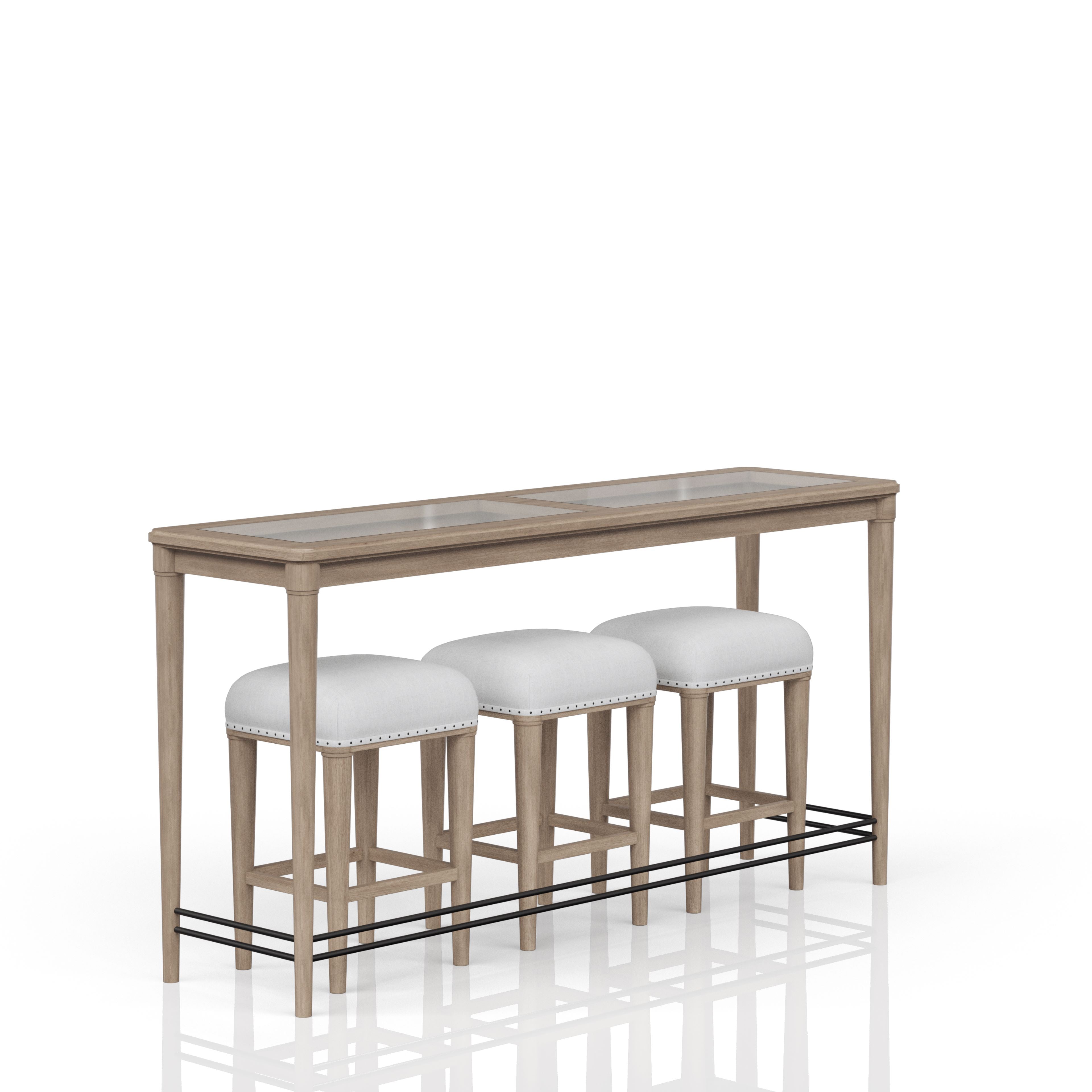 Frosted Glass Console Table With 3 Stools