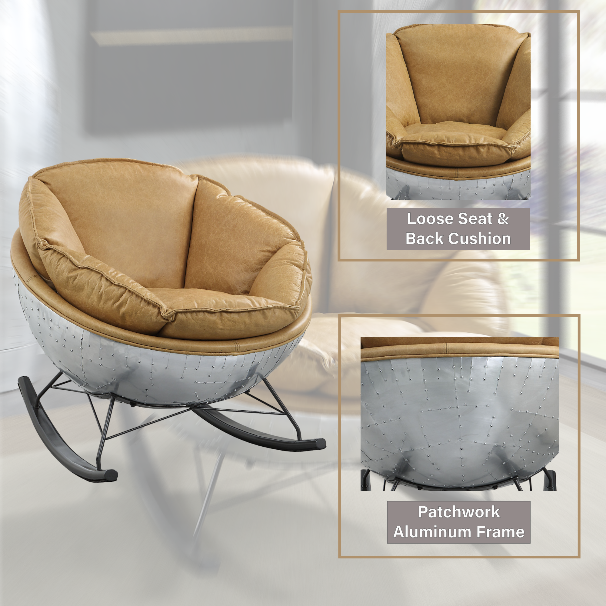 Pippin Morocco Top Grain Leather Rocking Chair