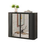Black Wall-Mounted Bathroom Cabinet with Mirror