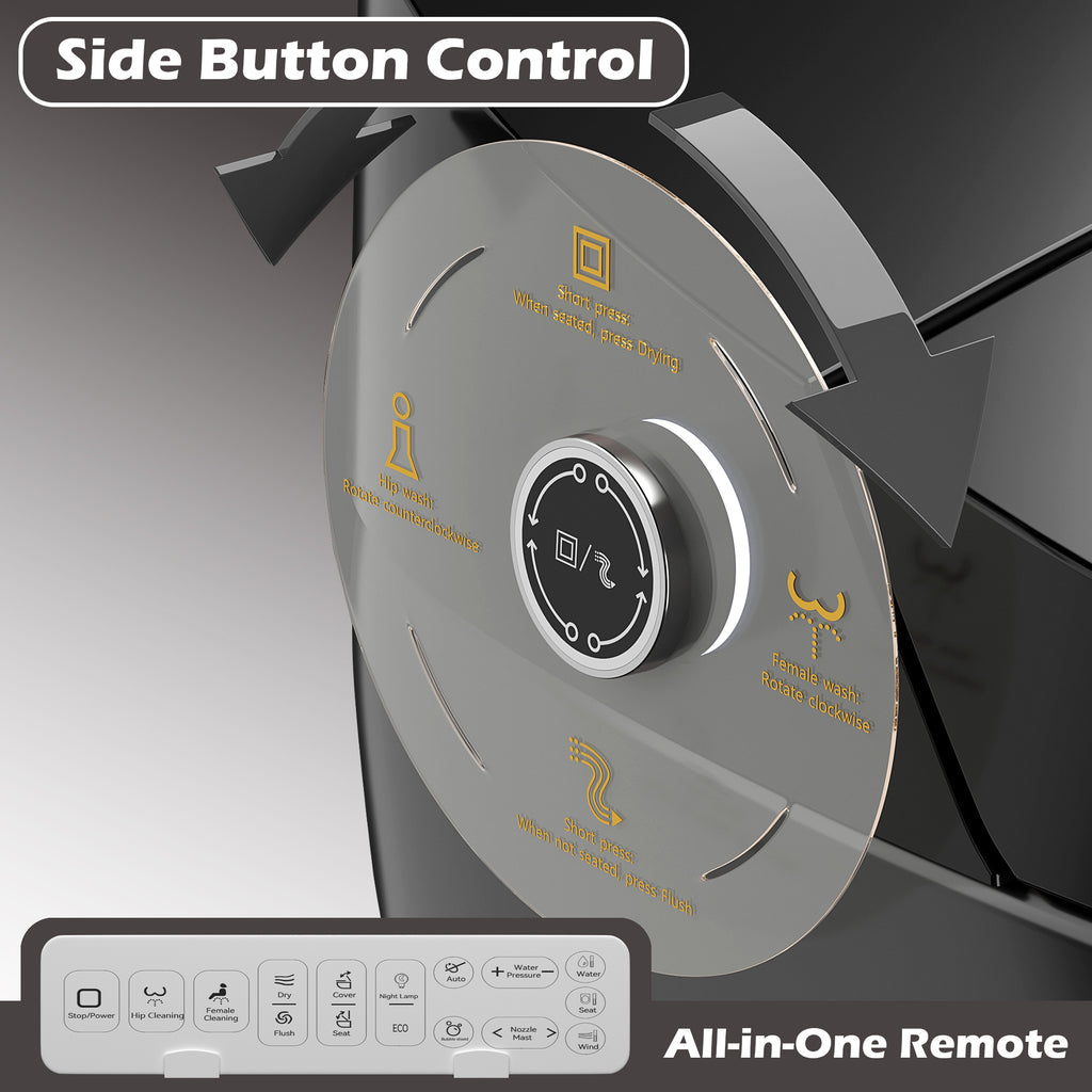 Smart Toilet with Built-In Bidet - ADA One-Piece Toilet (Black)