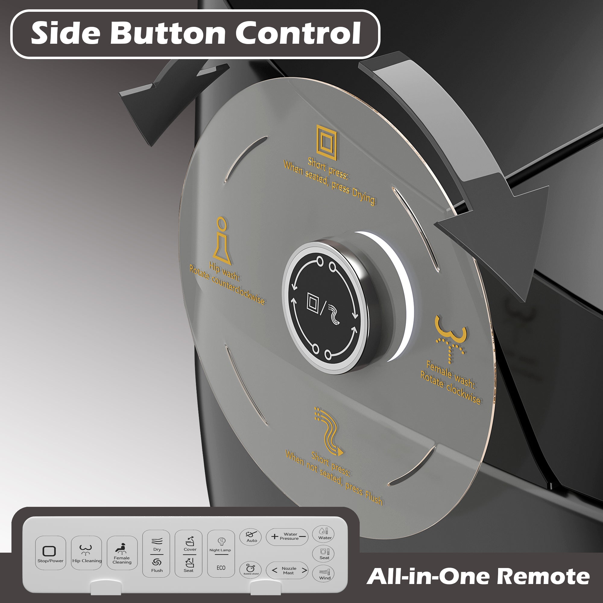 Smart Toilet with Built-In Bidet - ADA One-Piece Toilet (Black)