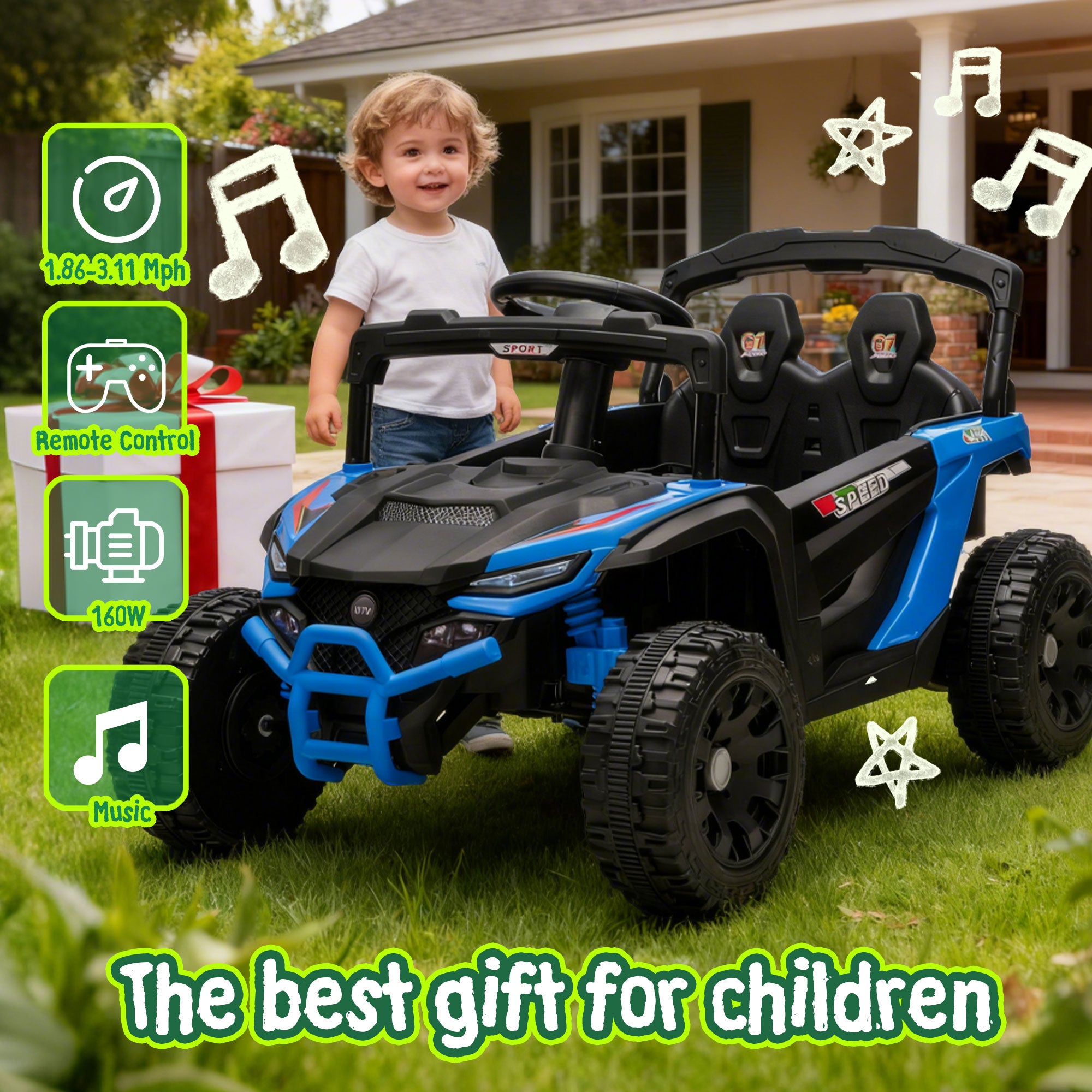 24V Kids Ride On UTV with Bluetooth and Music