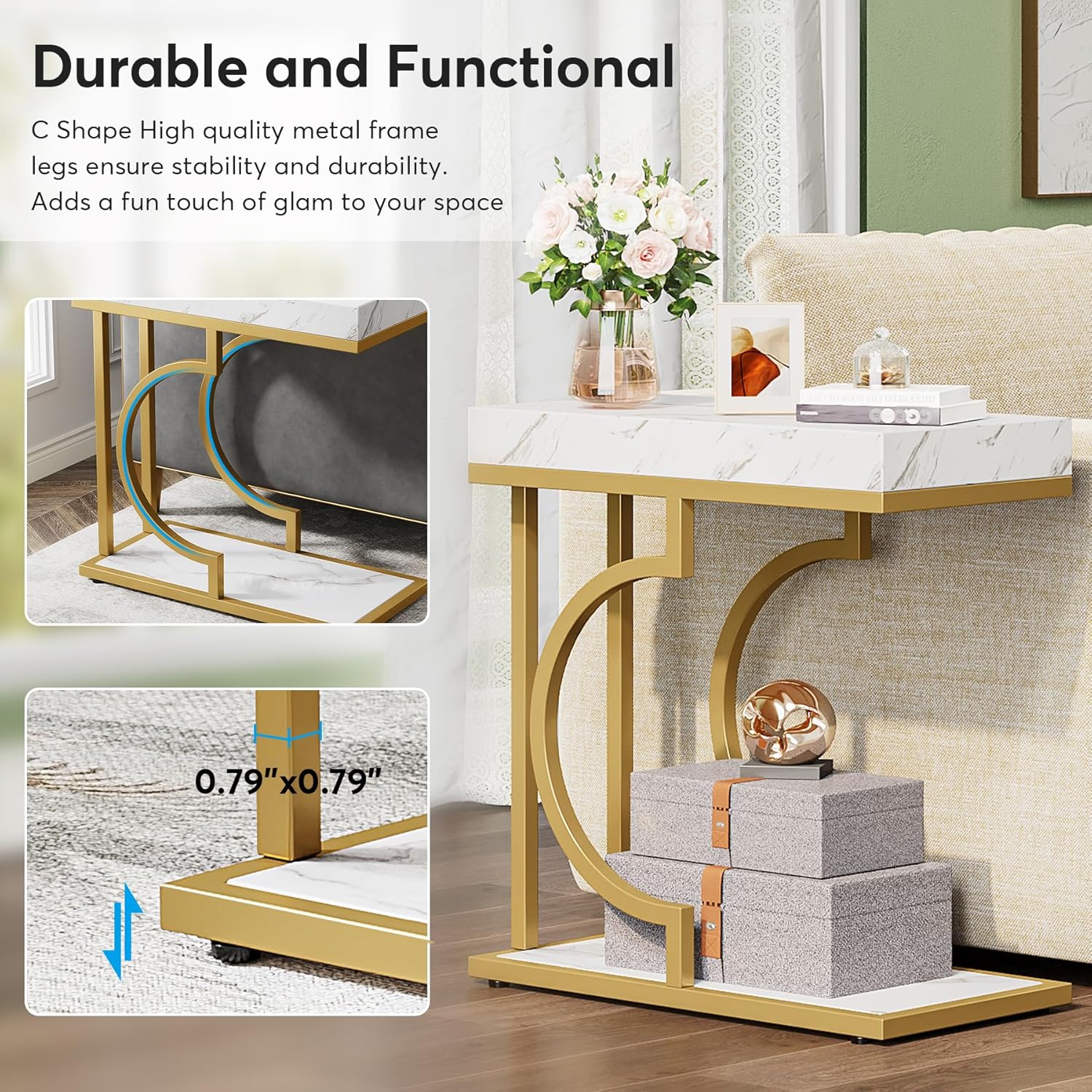 C-Shaped Sofa Side Table