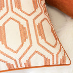 Geometric Embroidered Cotton Throw Pillow