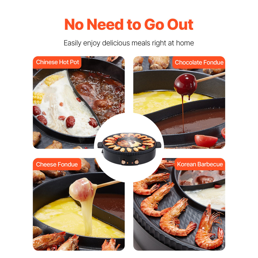 Hot Pot with Grill 1800W 2-in-1 Electric Smokeless Grill