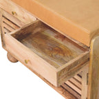 Shutter Shoe Rack: Leather Upholstered with 2 Drawers and 4 Storage Shelves