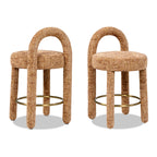 Penny Round Arched Fully Upholstered Counter Stool Set of 2, Golden