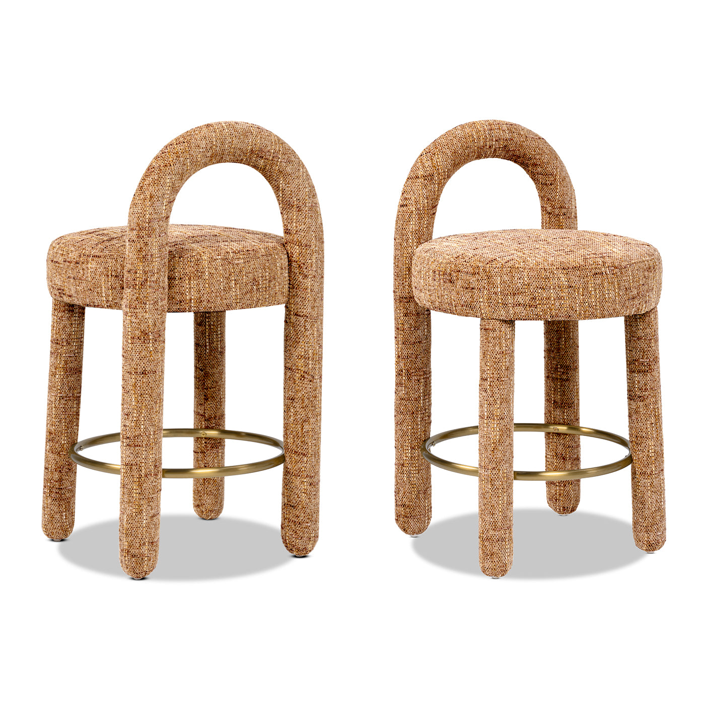 Penny Round Arched Fully Upholstered Counter Stool Set of 2, Golden