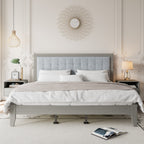 Solid Wood Platform Upholstered Headboard King Bed