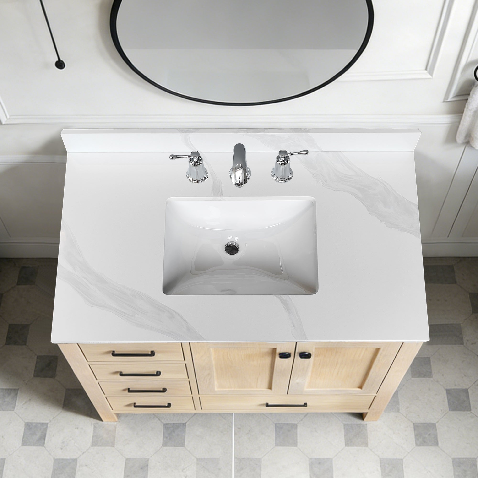 37-Inch Quartz Bathroom Vanity Top