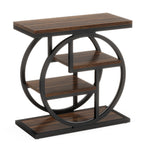 25.59" Industrial 4-Tier Narrow End Table with Storage Shelves