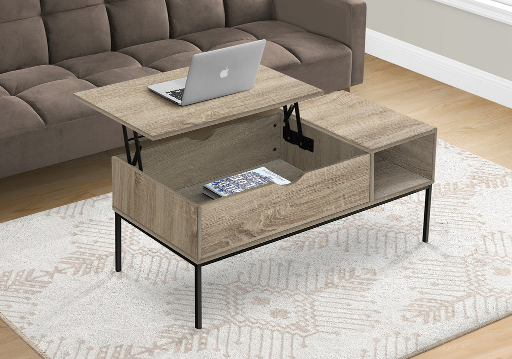 Lift-Top Coffee Table, 42" L, Rectangular, Dark Finish