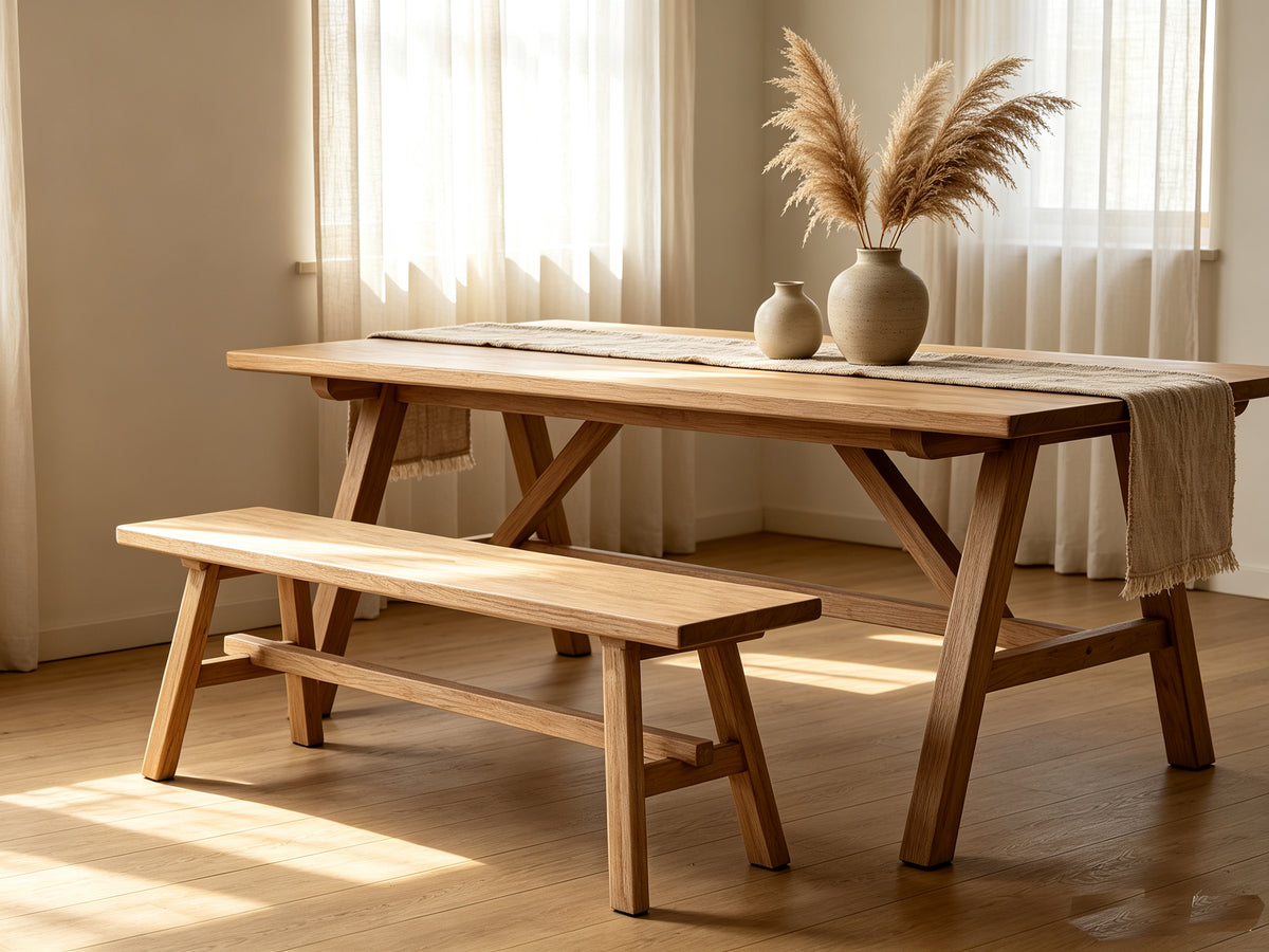 55" Farmhouse Wood Bench