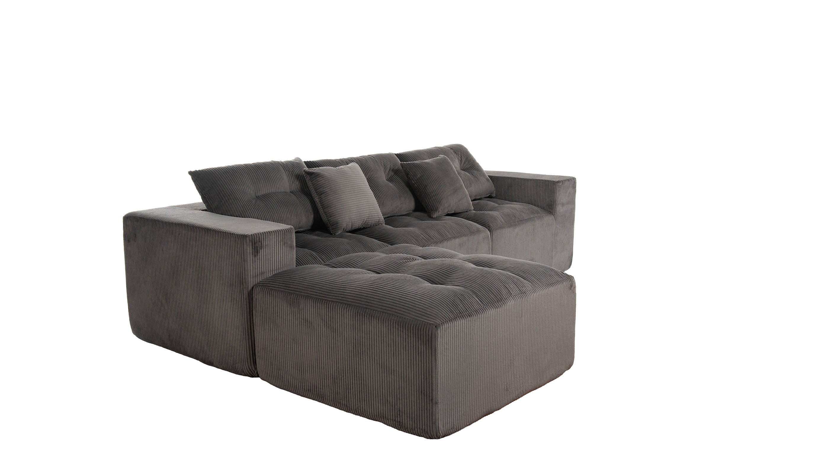 101" L-Shaped Modular Compression Sofa, Gray