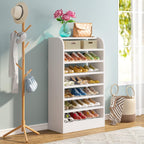 25.59" White 8-Tier Shoe Rack