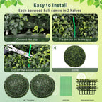 18.5In Dark Artificial Topiary Balls Outdoor Faux Boxwood Decorative