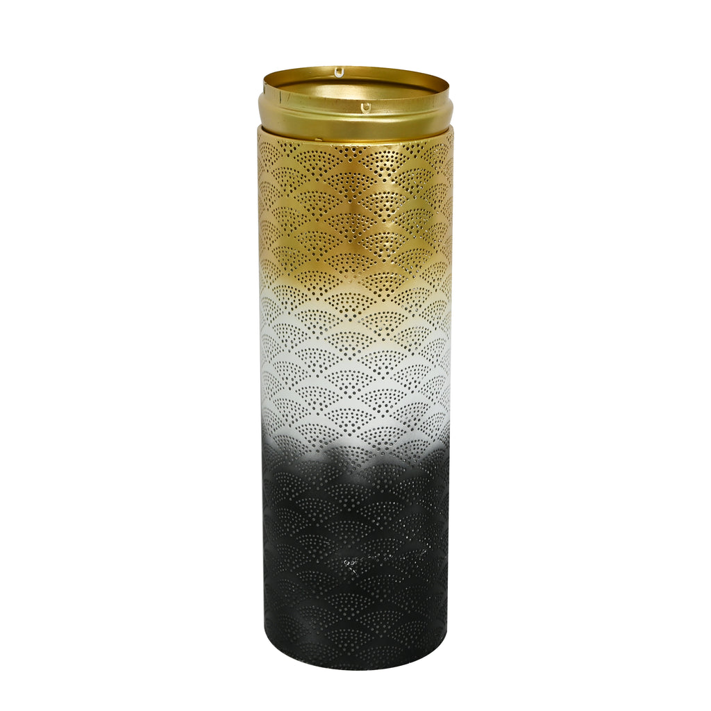 Decorative Metal Vases Set of 3, Leaf Pattern Floor Vases
