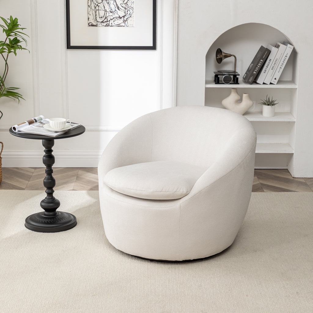 Winnie Modern Teddy Fabric Barrel Chair, 360° Swivel