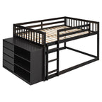 Full Over Full Bunk Bed with 4 Drawers and 3 Shelves - Espresso
