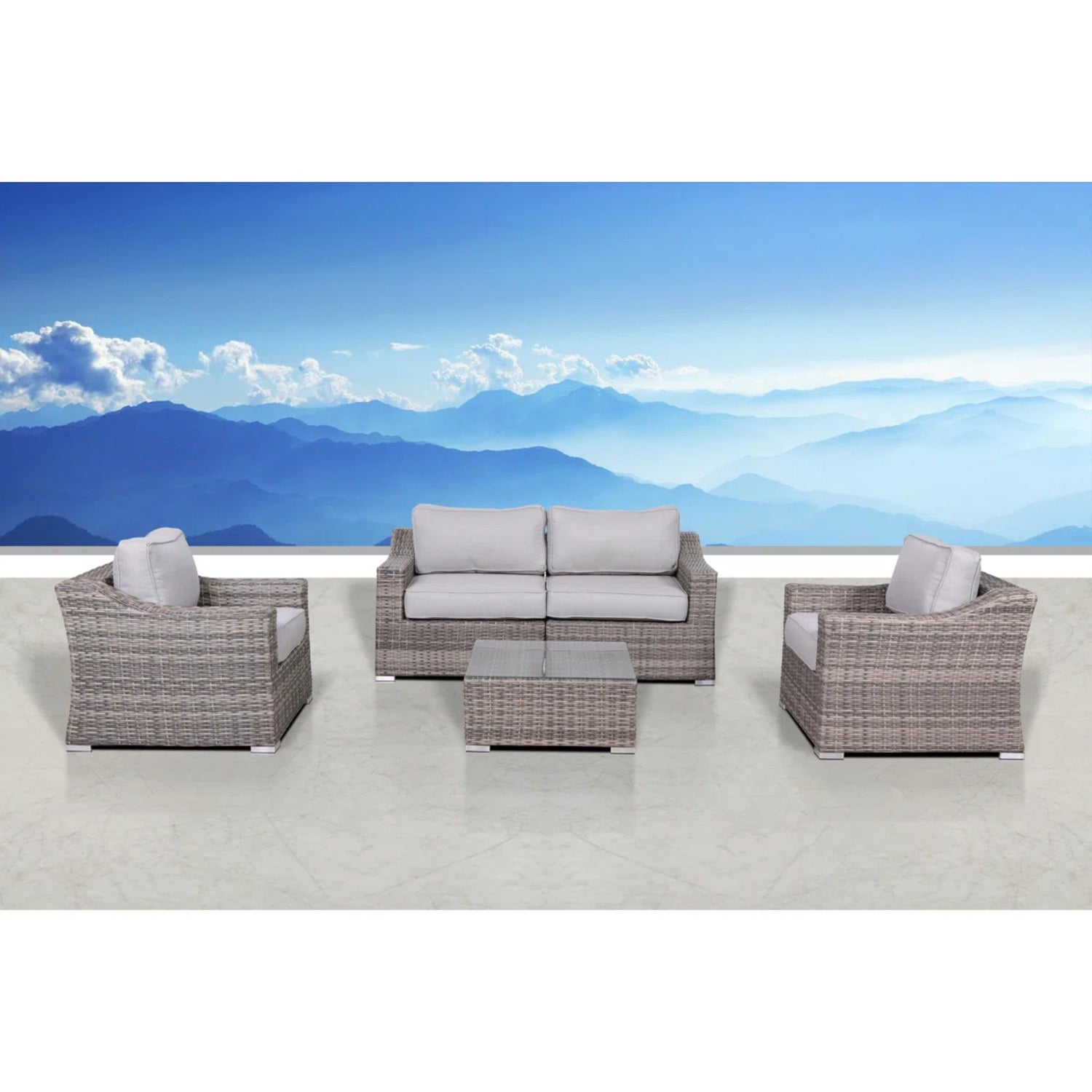 LSI 4-Seater Wicker Conversation Set with Cushions