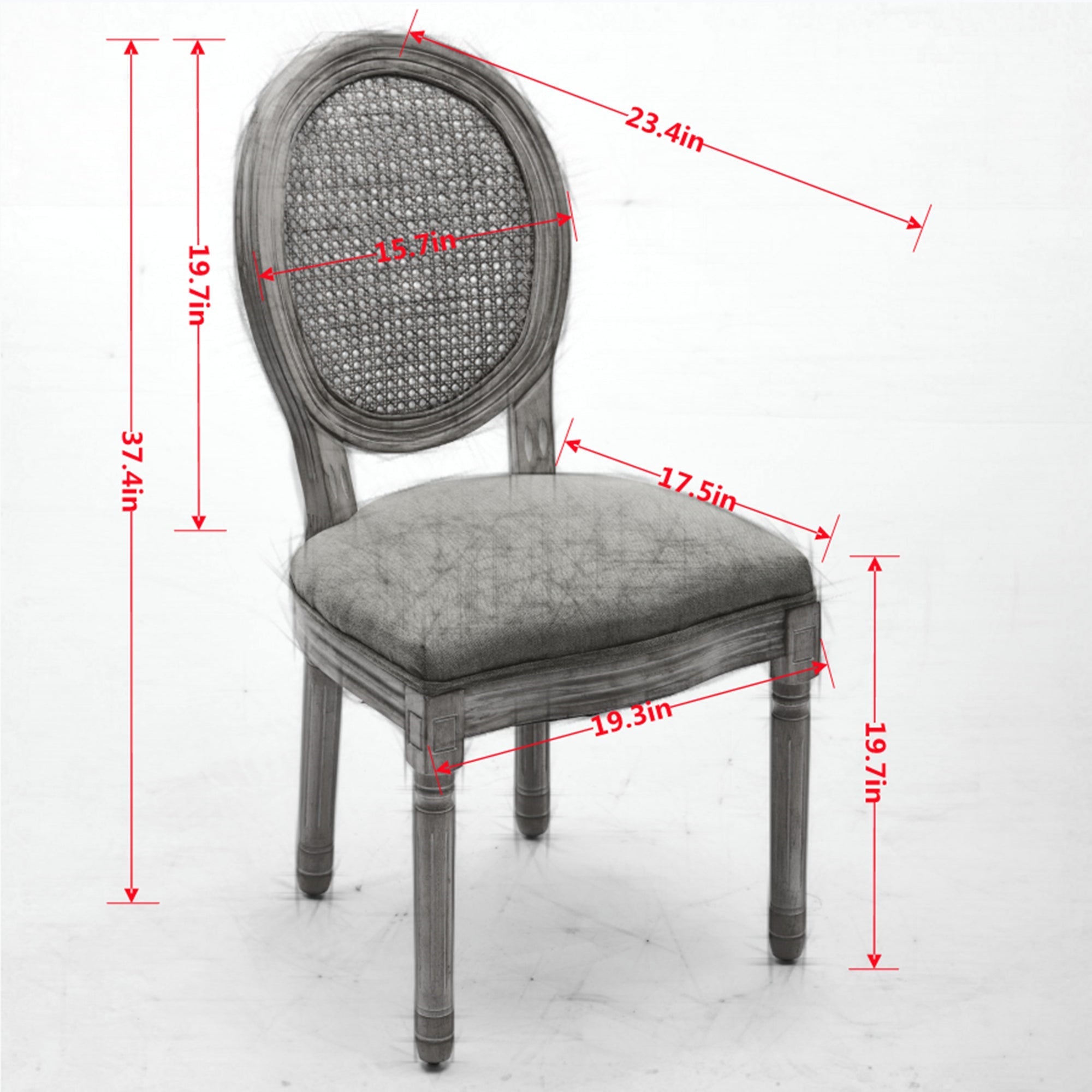 A&A French Style Solid Wood Frame Dining Chairs Set of 2