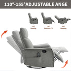 Heat Massage Manual Recliner Chair with Rocker and Swivel in Fabric