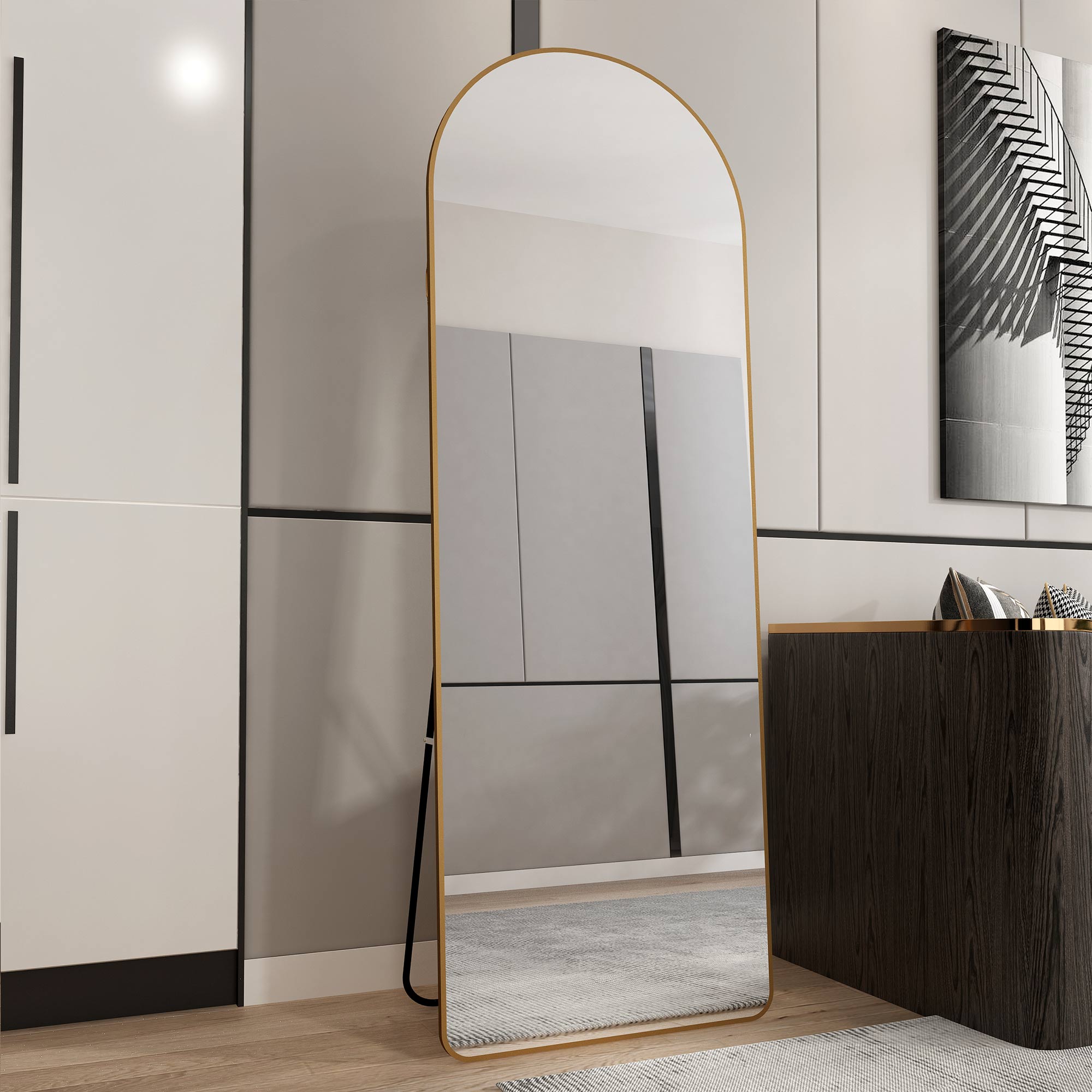 Aluminum Alloy Full Length Mirror with Gold Frame