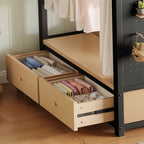 Twin XL Loft Bed Frame with Wardrobe, Metal Loft Bed