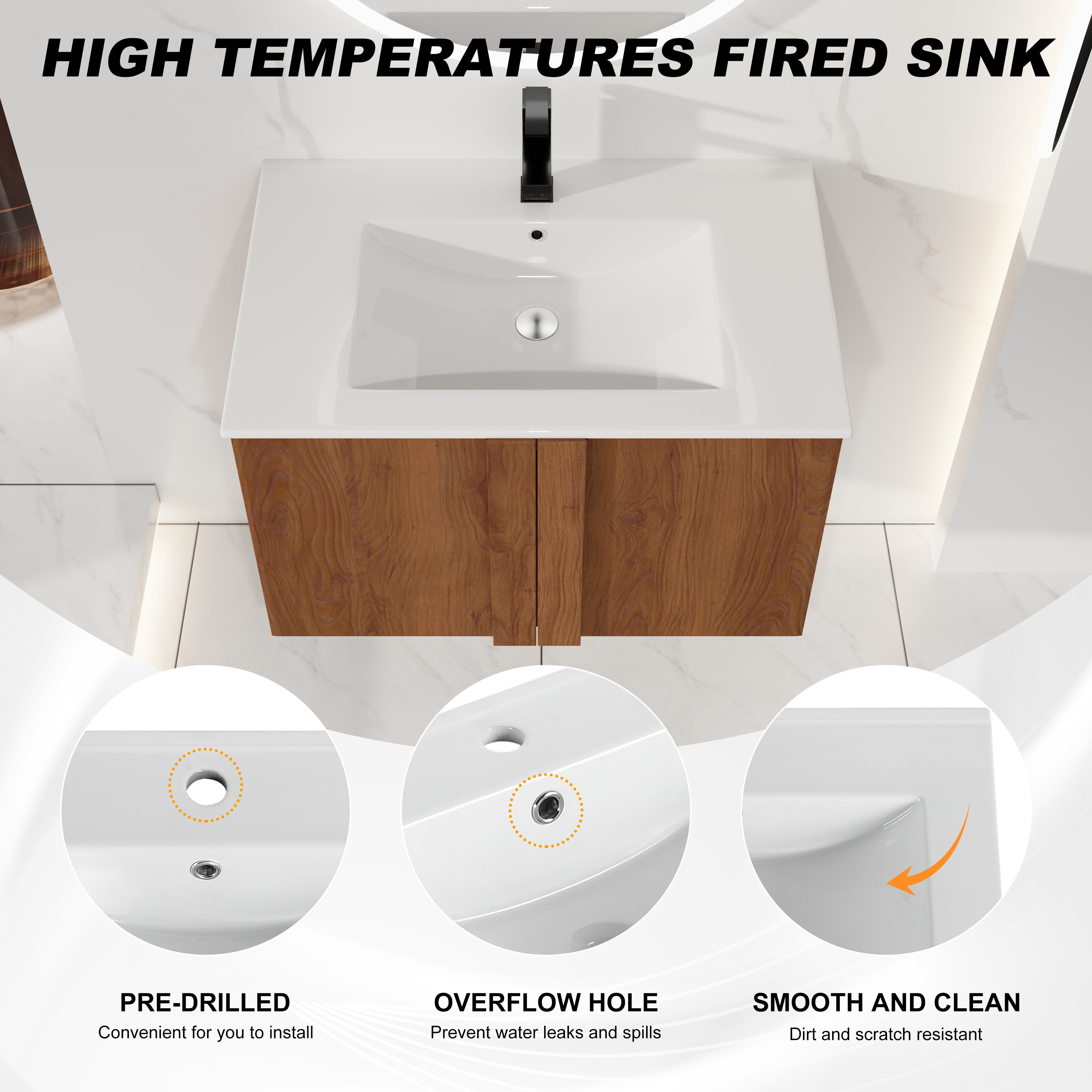30" Wall-Mounted Bathroom Vanity with Sink Combo