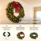 48 Inch Prelit Crestwood Spruce Christmas Wreath with Bow