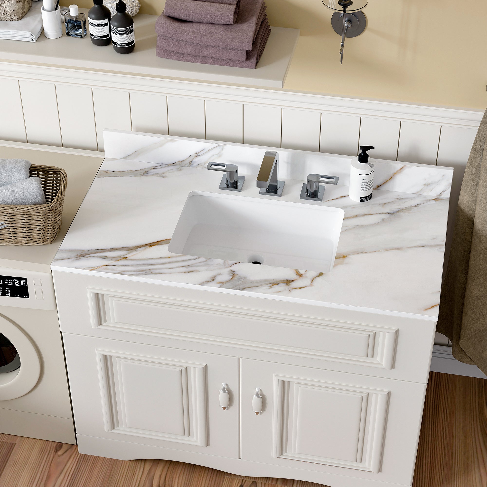 43 Inch Carrara Marble Vanity Top with Undermount Sink
