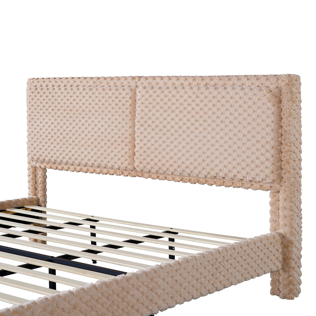 Simple Modern Camel Plush Soft Bed — King Size