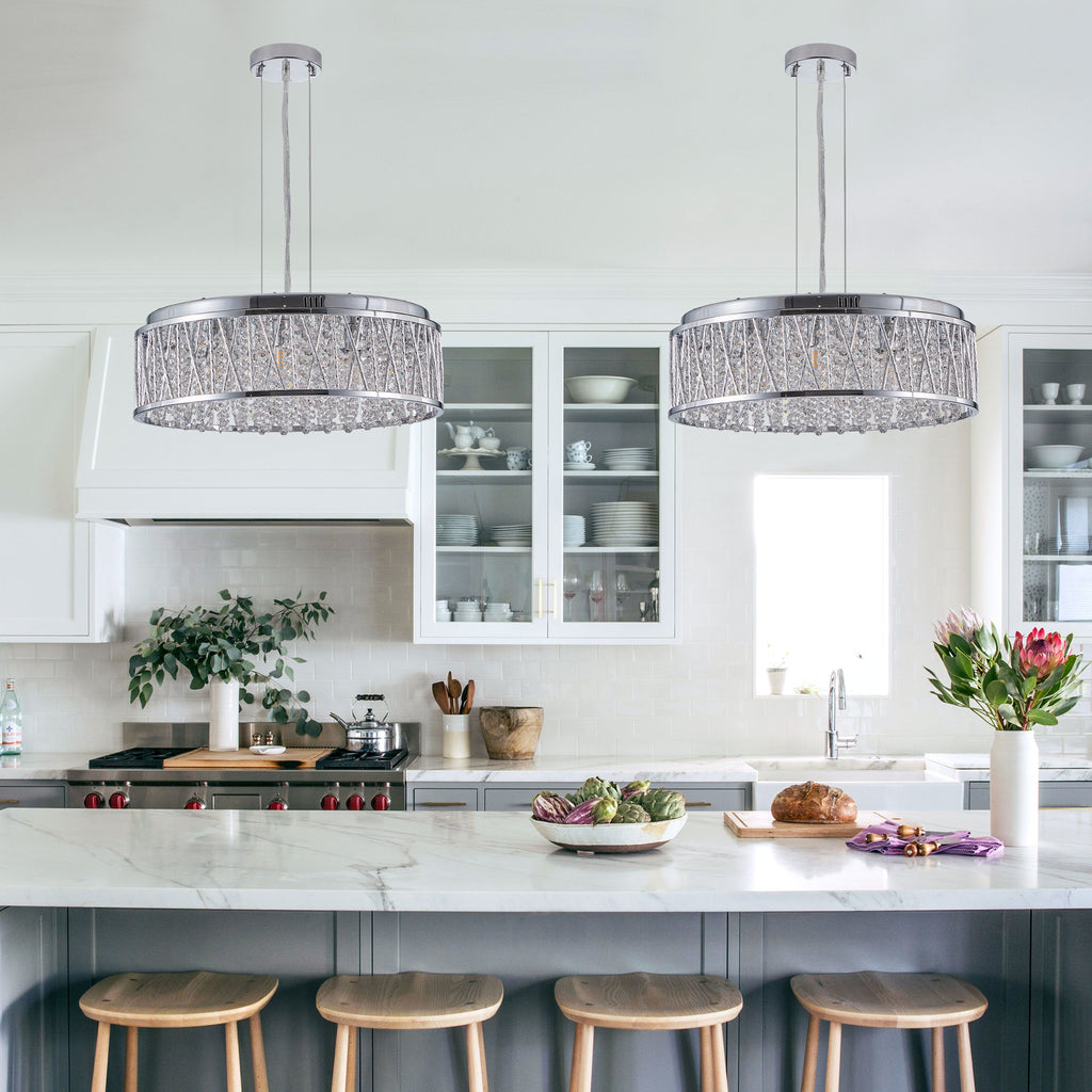 Modern Crystal Chandelier - 19 Inches Round Flush Mount Light