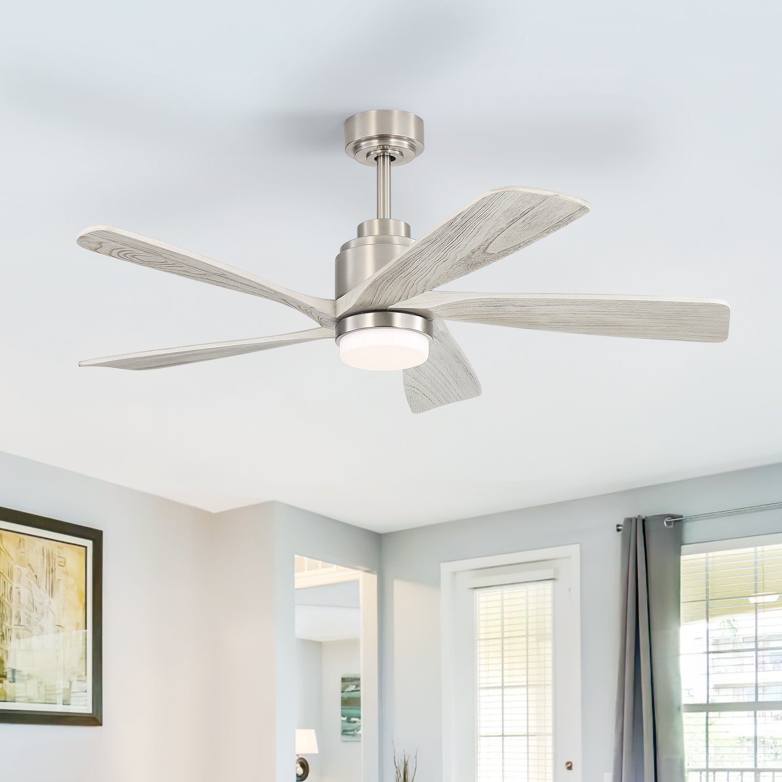 52 Inch Modern Ceiling Fan With Dimmable LED Light