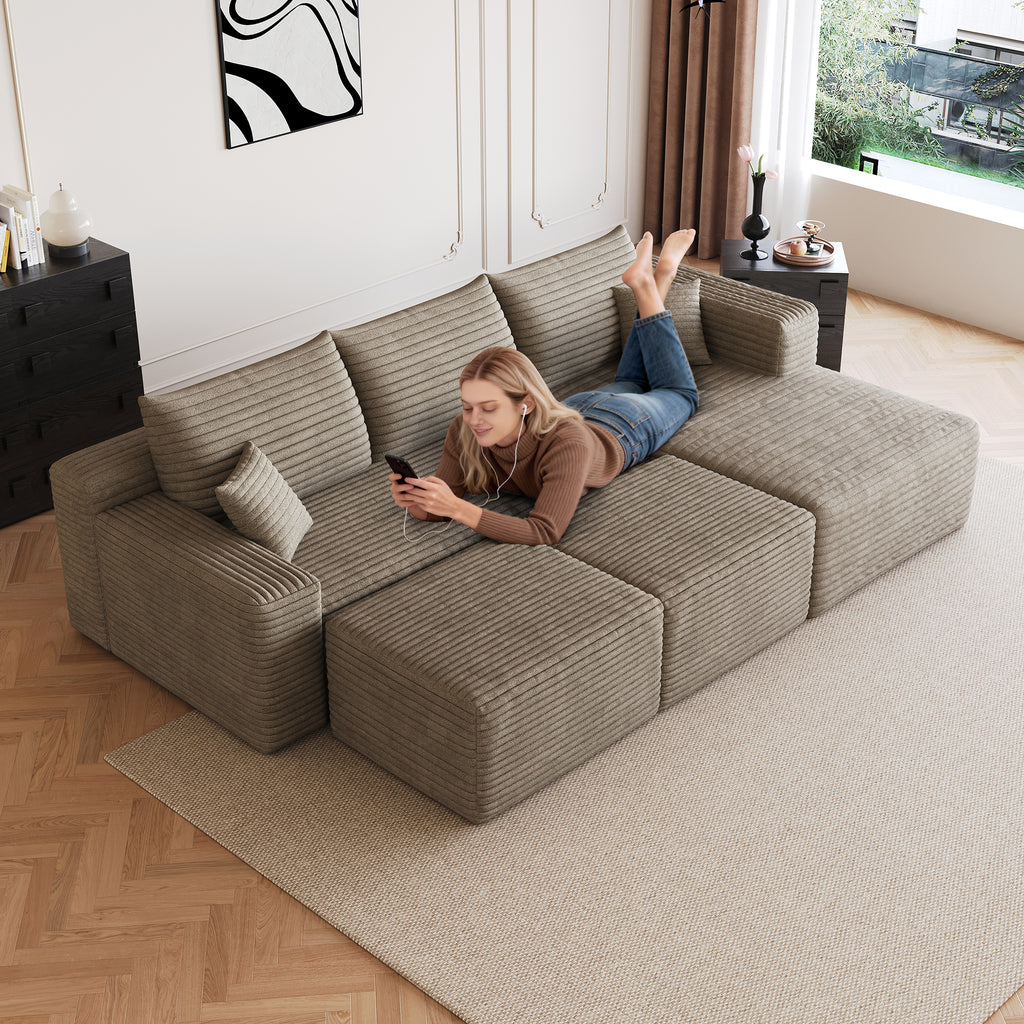 95" Cloud Sectional Sofa with Two Ottomans
