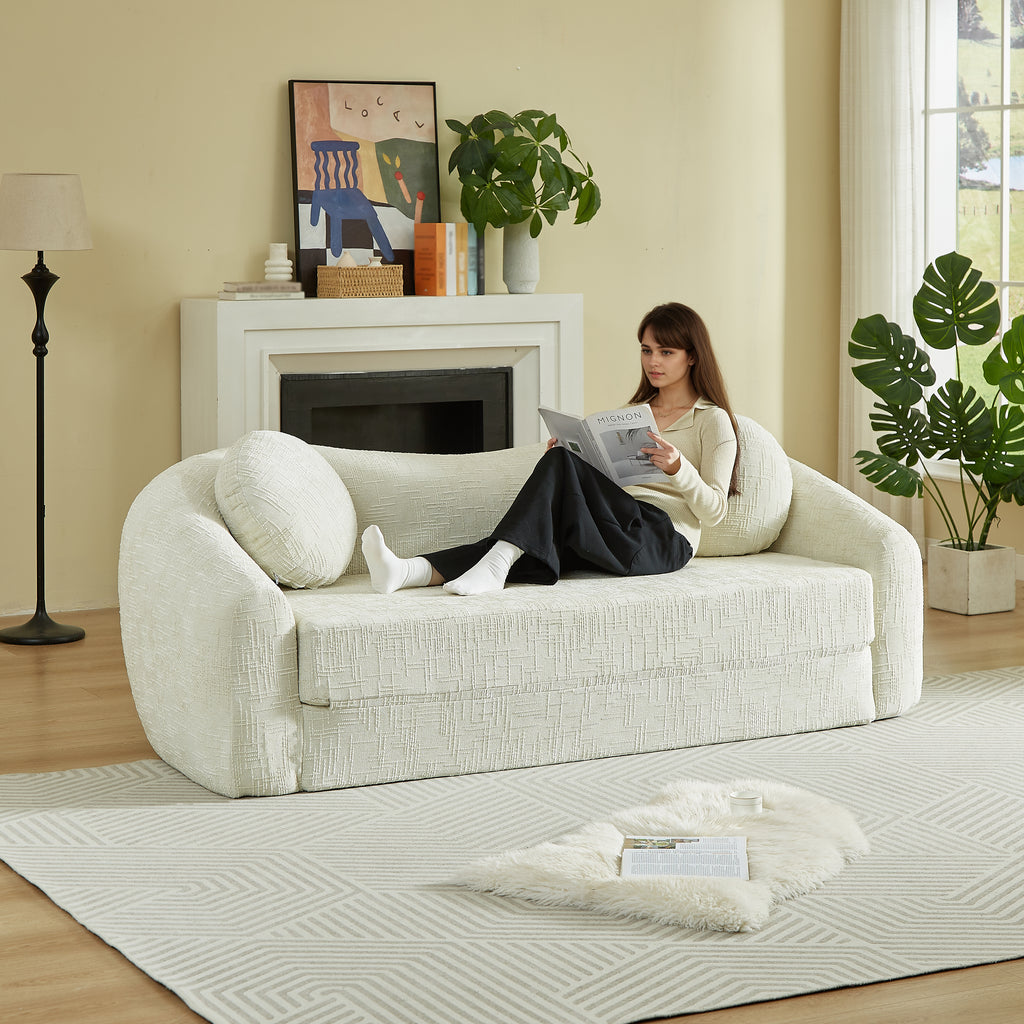 86-Inch Curved Convertible Sofa Recliner
