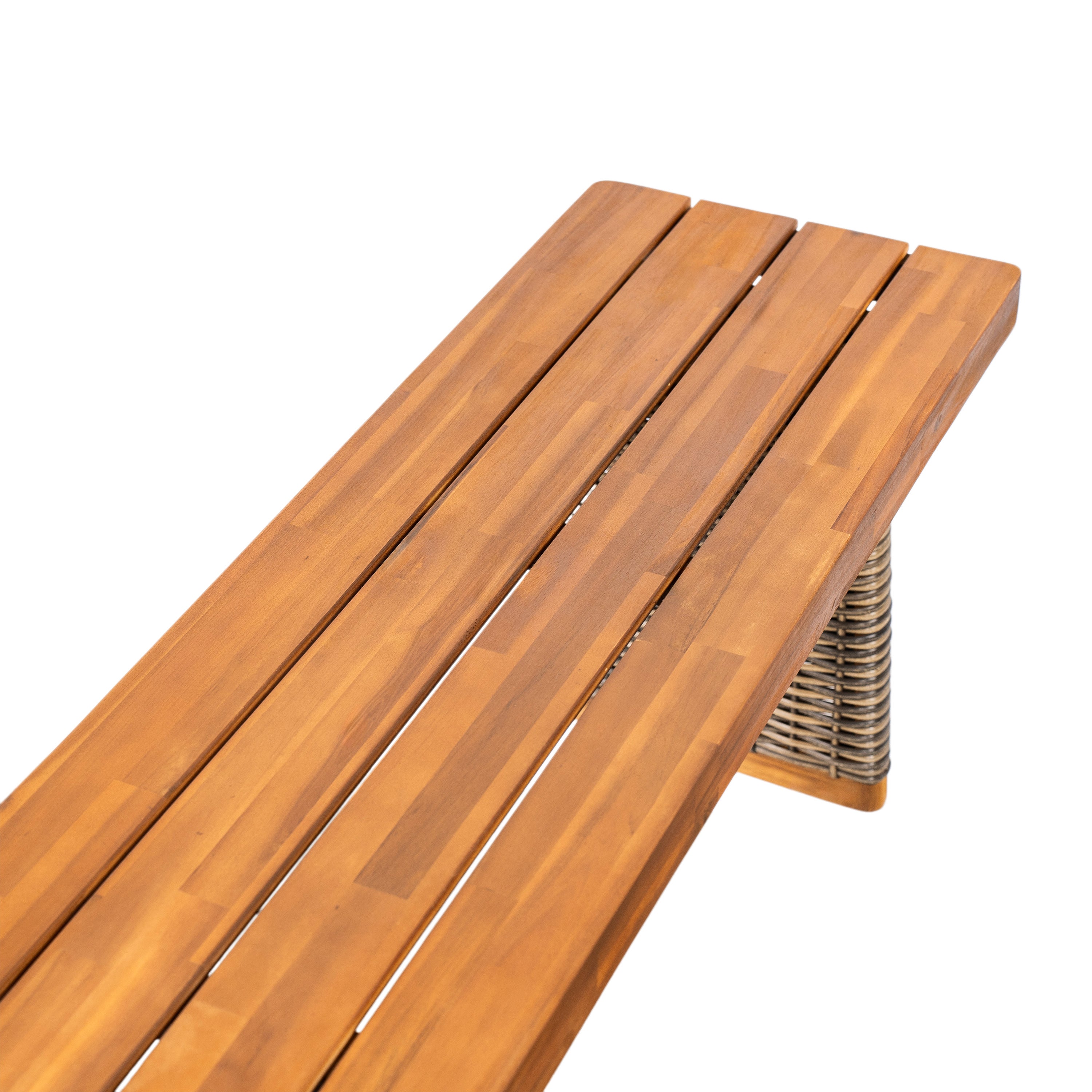 Outdoor Acacia Wood Bench Set of 2 - Teak Finish