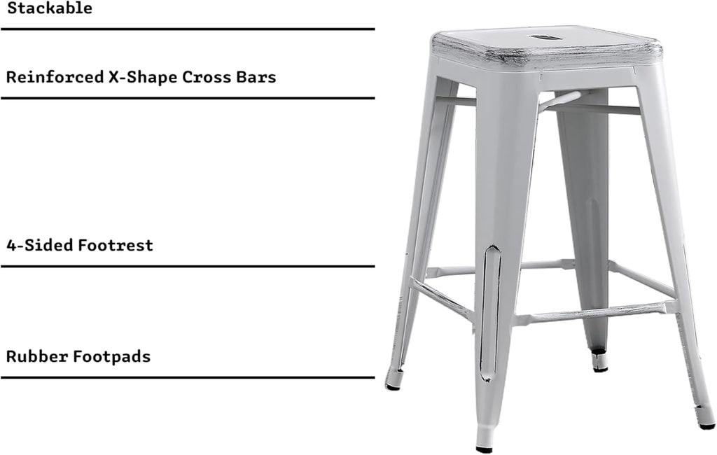 Backless Modern Metal Bar Stools Set of 2