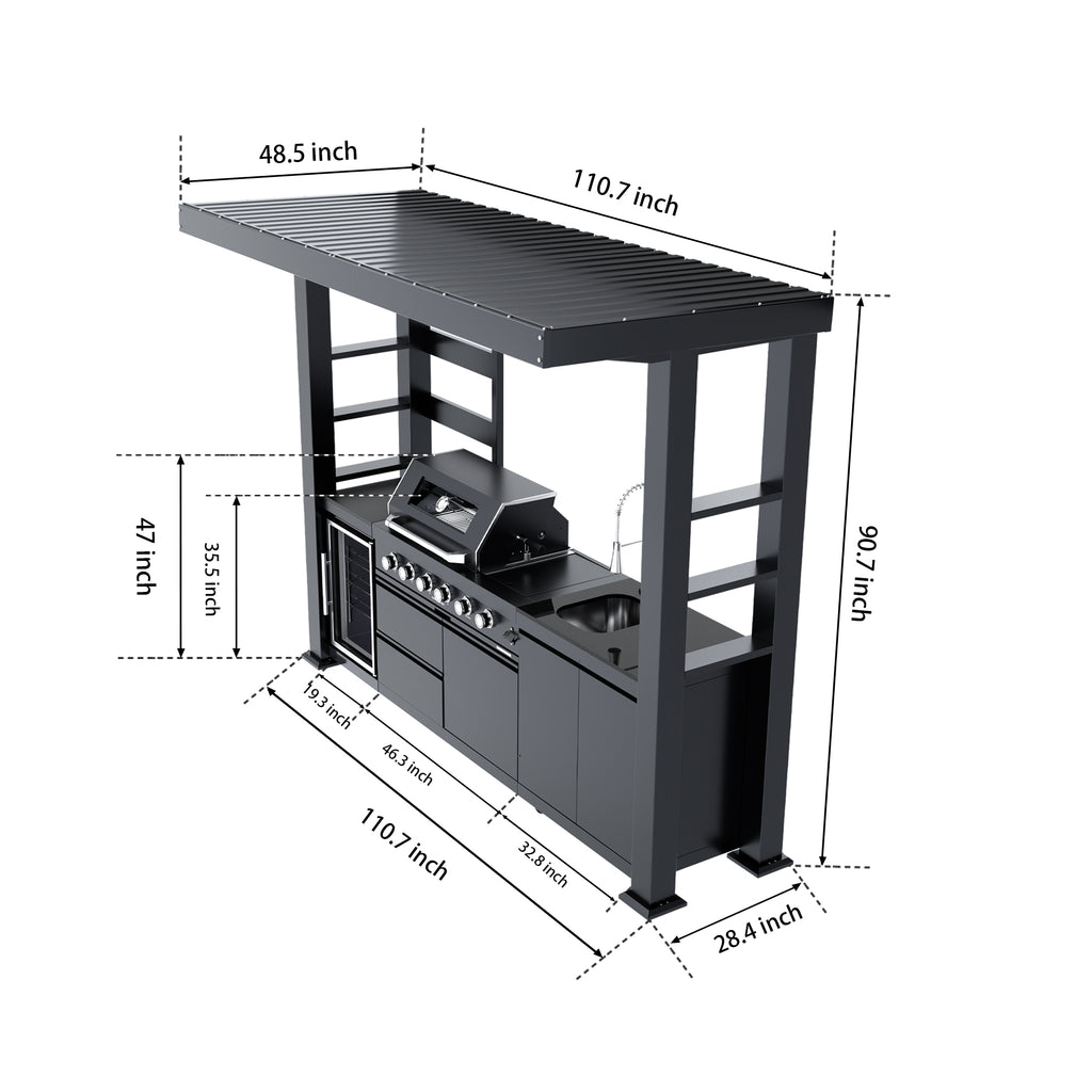 Deluxe Stainless Steel Gas Outdoor Kitchen Barbecue Island Grill