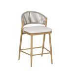 Outdoor 26" Seat Height Aluminum Frame Counter Stools with Rattan Backrest