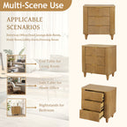 Mid-Century Fluted 3 Drawers Nightstand