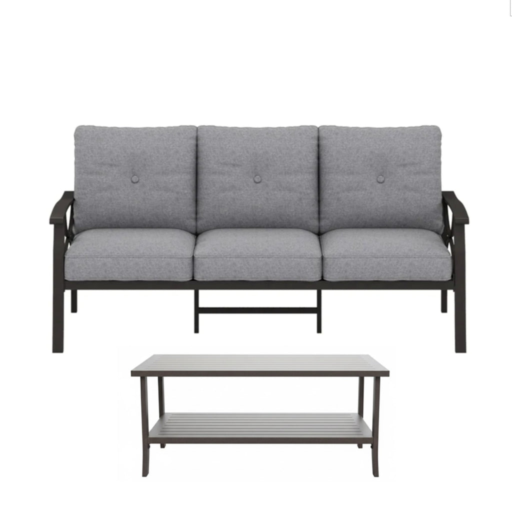 2 Piece Outdoor Patio Set, 70” All-Weather Metal 3-Seat Sofa